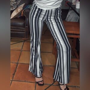 Black and White Striped Women's Pants